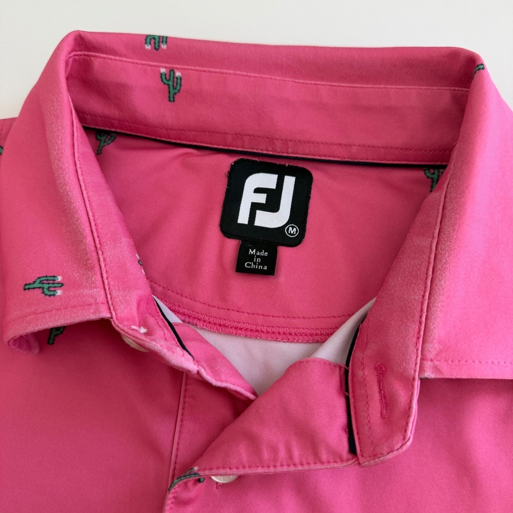 Footjoy FJ Cactus Pink Short Sleeve‎ Polo Golf Men's Medium - Picture 6 of 7
